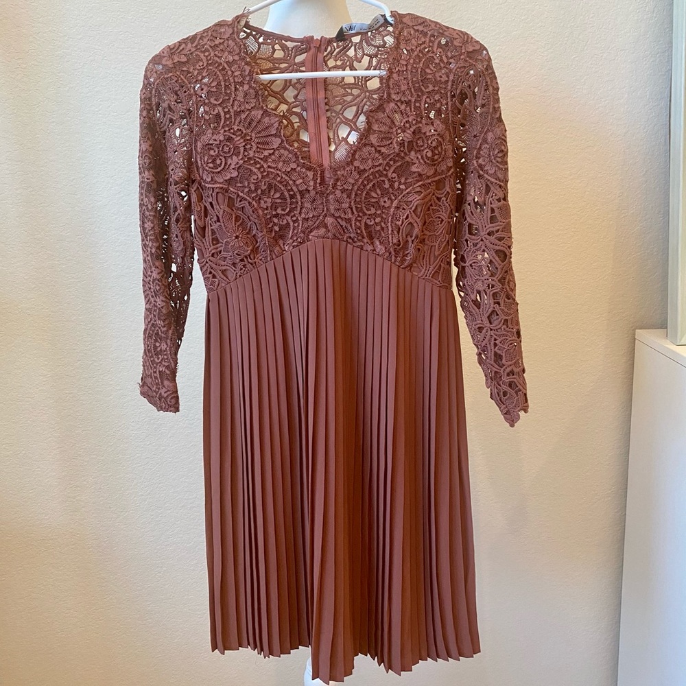 NWT-Zara lace and pleated dress